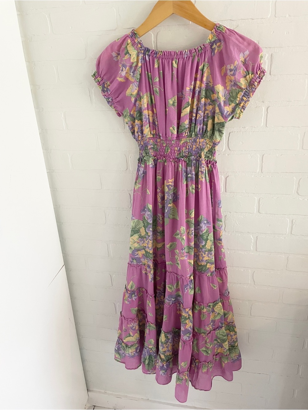 Betsey Johnson Archive 90s Prairie Cotton Smocked Midi Dress Collector Sz S - Picture 9 of 16